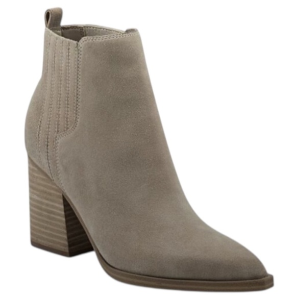 MARC FISHER Light Taupe Gray Suede Leather OSHAY Point Toe Ankle Bootie - Picture 1 of 9